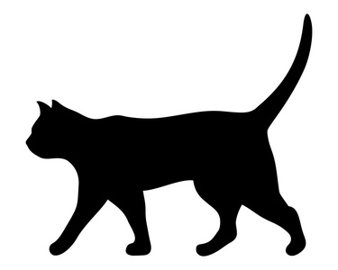 行走的猫。矢量黑色剪影