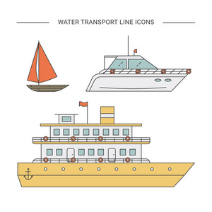 水运输矢量线图标