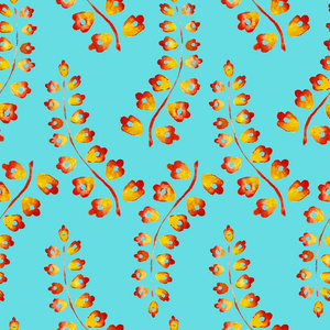 水彩的无缝模式与五颜六色的树叶。抽象背景