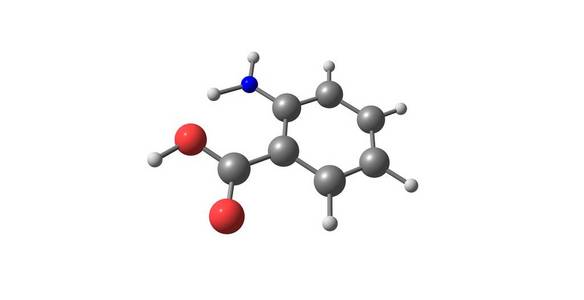 邻氨基苯甲酸酸分子结构上白色孤立