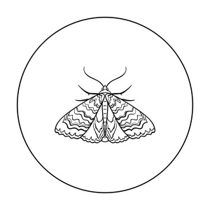 蛾在白色背景上孤立的大纲样式图标。昆虫的符号股票矢量图
