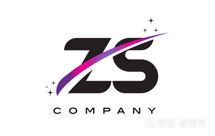 zs z s 黑色字母标志设计与紫色洋红色旋风