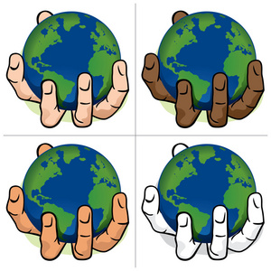 字符的手，握著地球。民族。理想的信息和体制