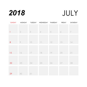 7 月 2018 日历的模板