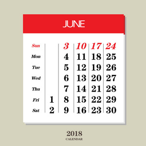 6 月 2018年的日历
