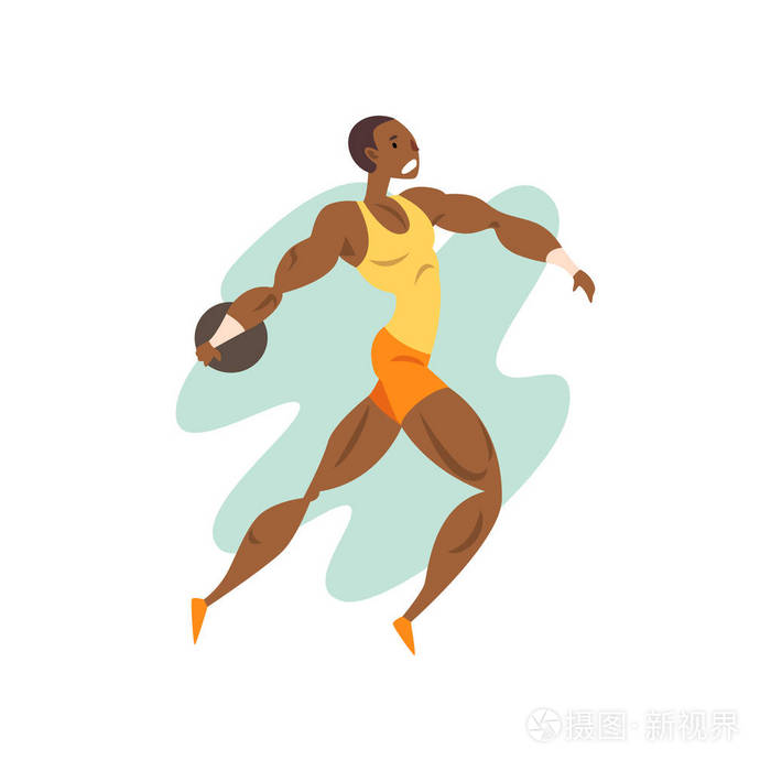 肌肉运动员投掷一个核心, 职业运动员在体育冠军体育比赛媒介例证在