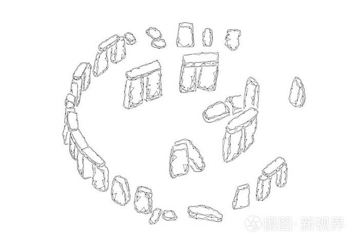 线框白色建筑石材旅游旅游英国英国矢量插画