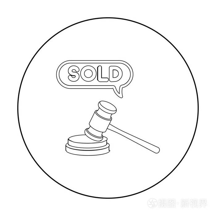 拍卖锤图标在白色背景上孤立的轮廓样式.电子商务符号股票矢量图