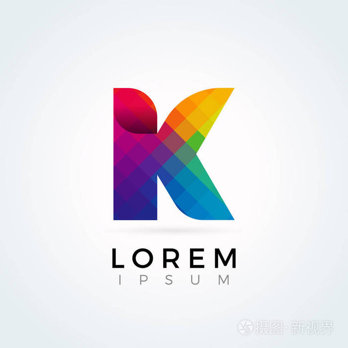 k 字母标志图标多彩抽象马赛克图案设计模板元素以大写形式