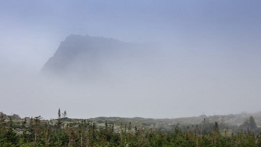 在 Ergaki 国家公园，俄罗斯山雾