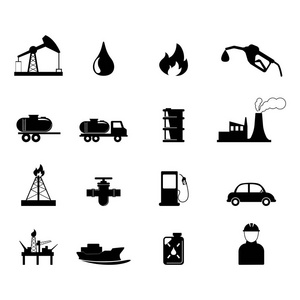 石油和炼油行业图标集。矢量图
