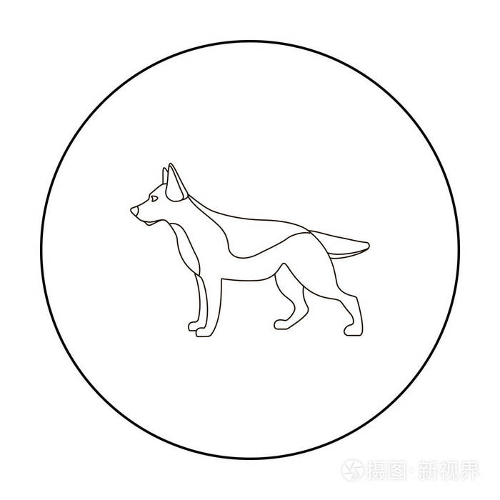 德国牧羊犬矢量图标在 web 大纲样式插画-正版商用图片0q415g-摄图新