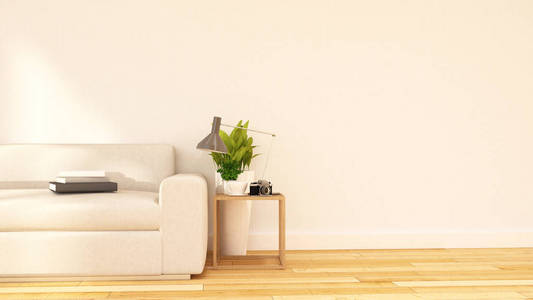 客厅和咖啡休息区清洁设计 3d 渲染