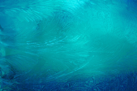冬季冰霜冻结背景。 磨砂窗玻璃纹理