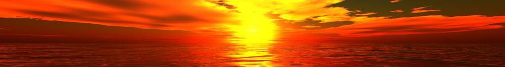 全景图的海上日落。海洋日出的景色