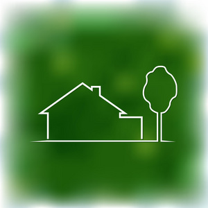 标识的绿色背景上的房子图片