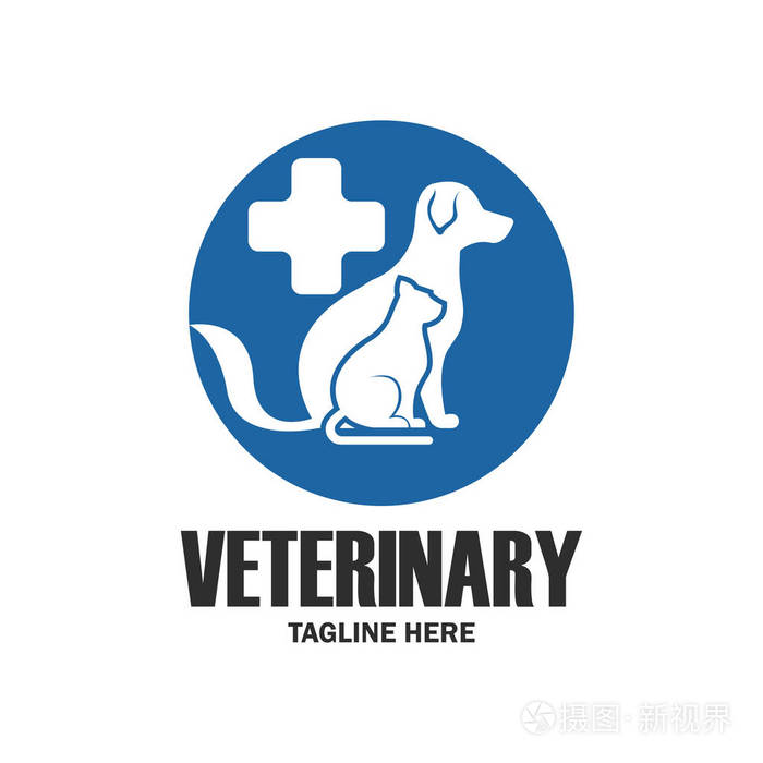 兽医的标识与文本空间为你的口号 / 标语, 矢量图