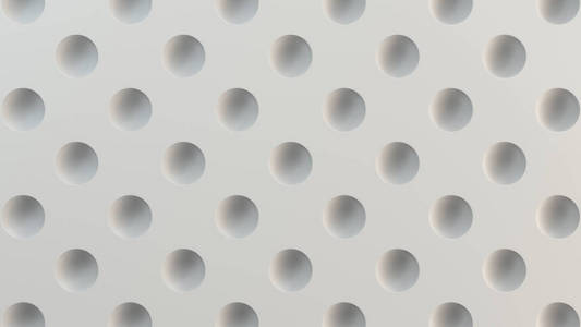 白色表面与半球缩进的模式。抽象3d 背景。3d 渲染插图