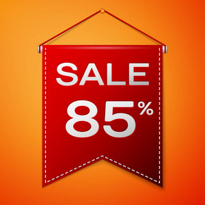 与铭文出售红彭南特在橙色背景 80 5折扣。商店的销售概念存储市场 web 和其他商务。矢量图