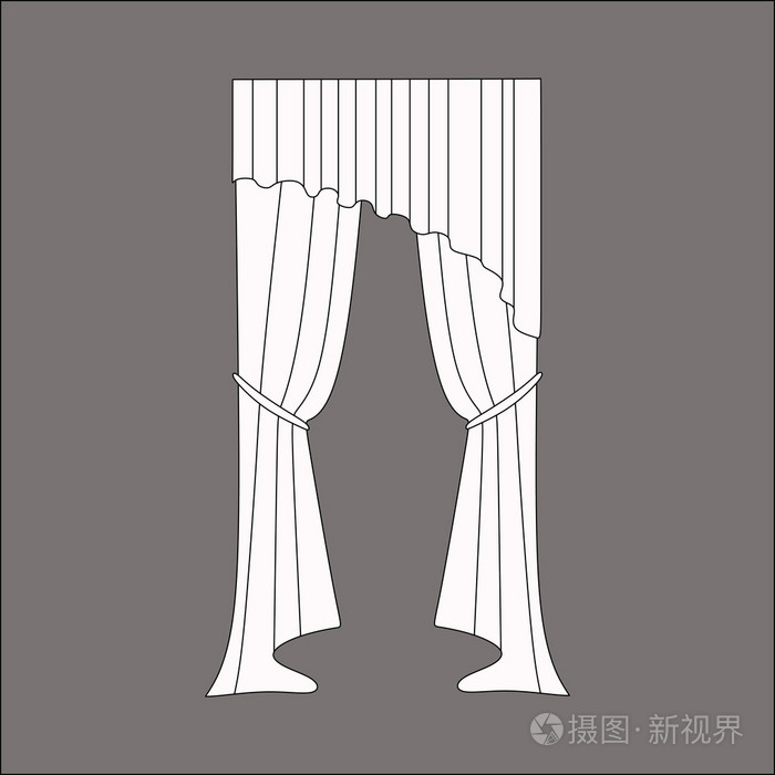 窗帘素描.窗帘