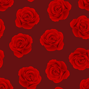 红玫瑰在红色背景。情人节。矢量插图