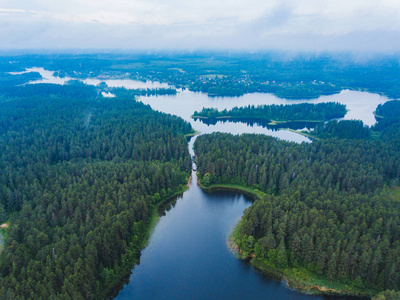 从上面看谢利格尔湖。俄国自然风景