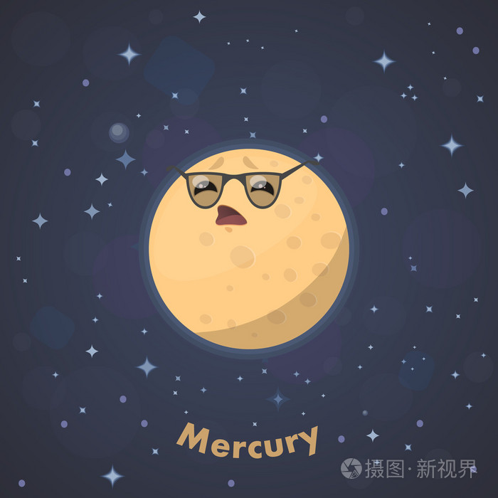 可爱的水星.矢量图