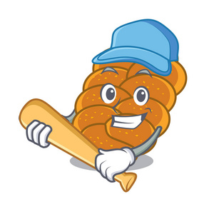 打棒球面包人物卡通风格