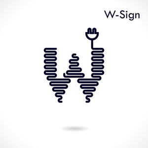 创意 W 字母图标抽象徽标设计矢量模板