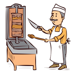 卡通阿拉伯语食品厨师