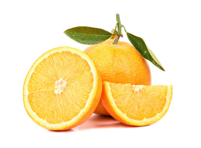 新鲜橙片, 半白色背景