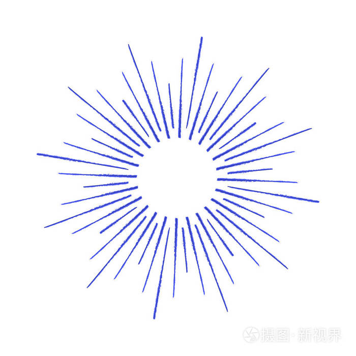 向量线性素描的太阳或太阳射线爆的墨水
