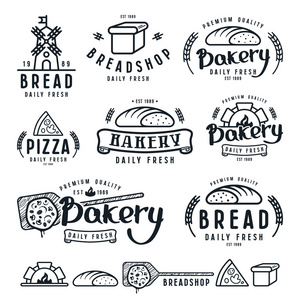 面包店标签 徽章和设计元素的集合