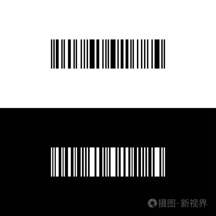 白色和黑色背景上的条形码矢量图标