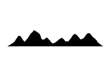 山剪影忽略。矢量岩石丘陵地形矢量, 山剪影集孤立在白色背景的景观设计