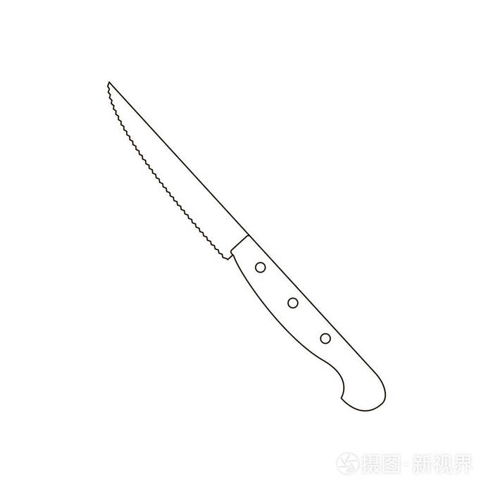 牛排刀插图在白色的背景.矢量插图