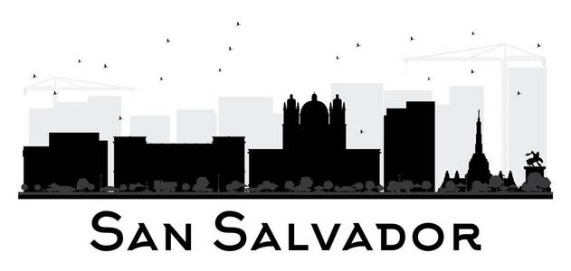 圣萨尔瓦多城市天际线黑白剪影