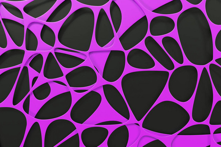 在黑色背景上的抽象三维 voronoi 有机结构