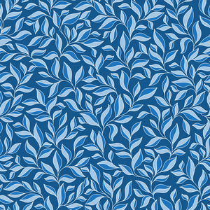 无缝花纹与蓝色的树叶