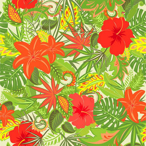 夏季热带花卉图案的壁纸
