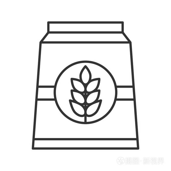 面粉纸袋线形图标.细线插图.轮廓符号.矢量隔离轮廓图