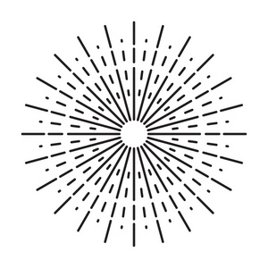 线性素描的老式 Sunbursts 或光线在时髦风格