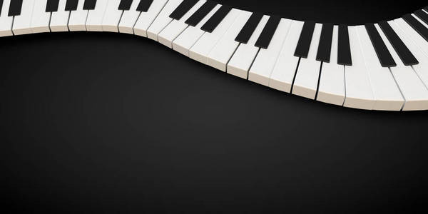 在流体的波浪式运动的钢琴键盘的 3d 渲染
