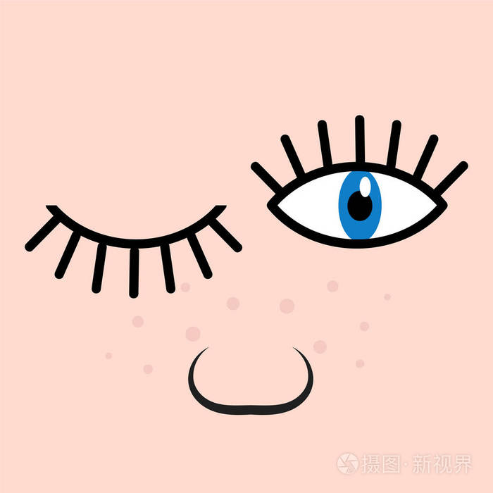 睁开眼睛眨眨眼.股票矢量图