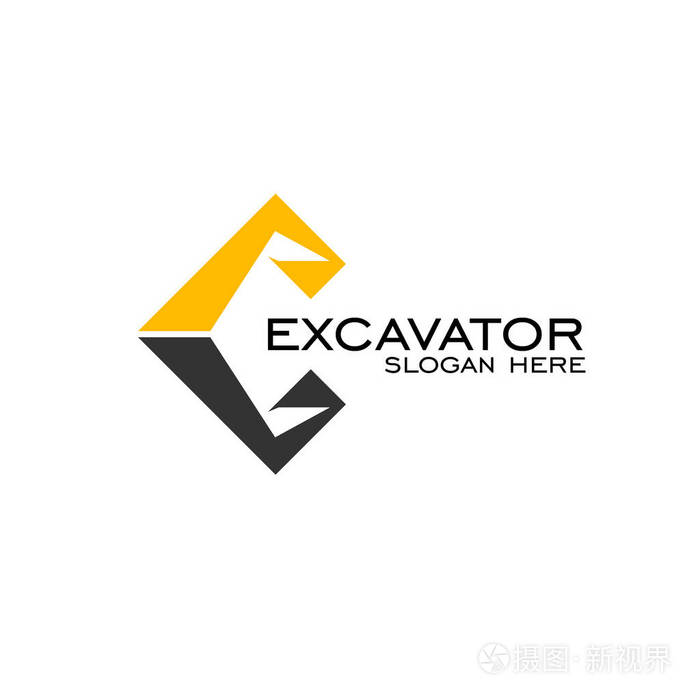 挖掘机标志设计.简单的标志创意设计, 矢量图标
