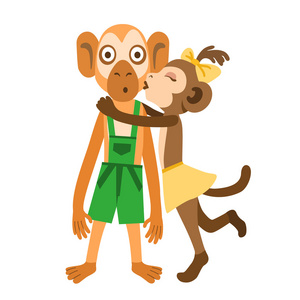 猴子的女孩吻