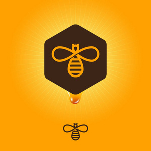 亲爱的标志。在黄色背景上的蜂蜜会徽