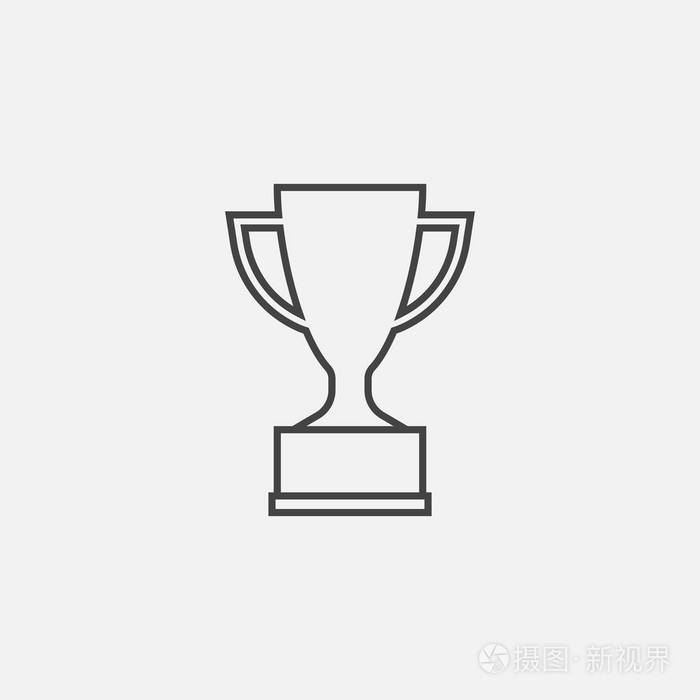 奖杯杯平面向量中线条样式的图标.简单的赢家符号.