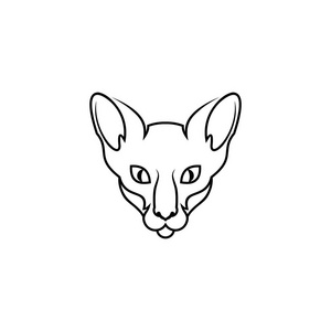 猫头图标, 老虎标志设计, 手绘风格