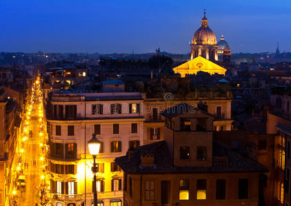 城市夜景。罗马。意大利之夜城市景观